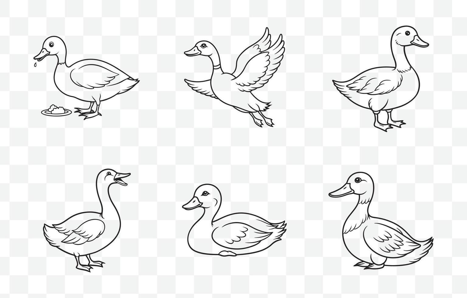 Comprehensive Duck Line Art Set for Creative Projects and Artistic Endeavors vector