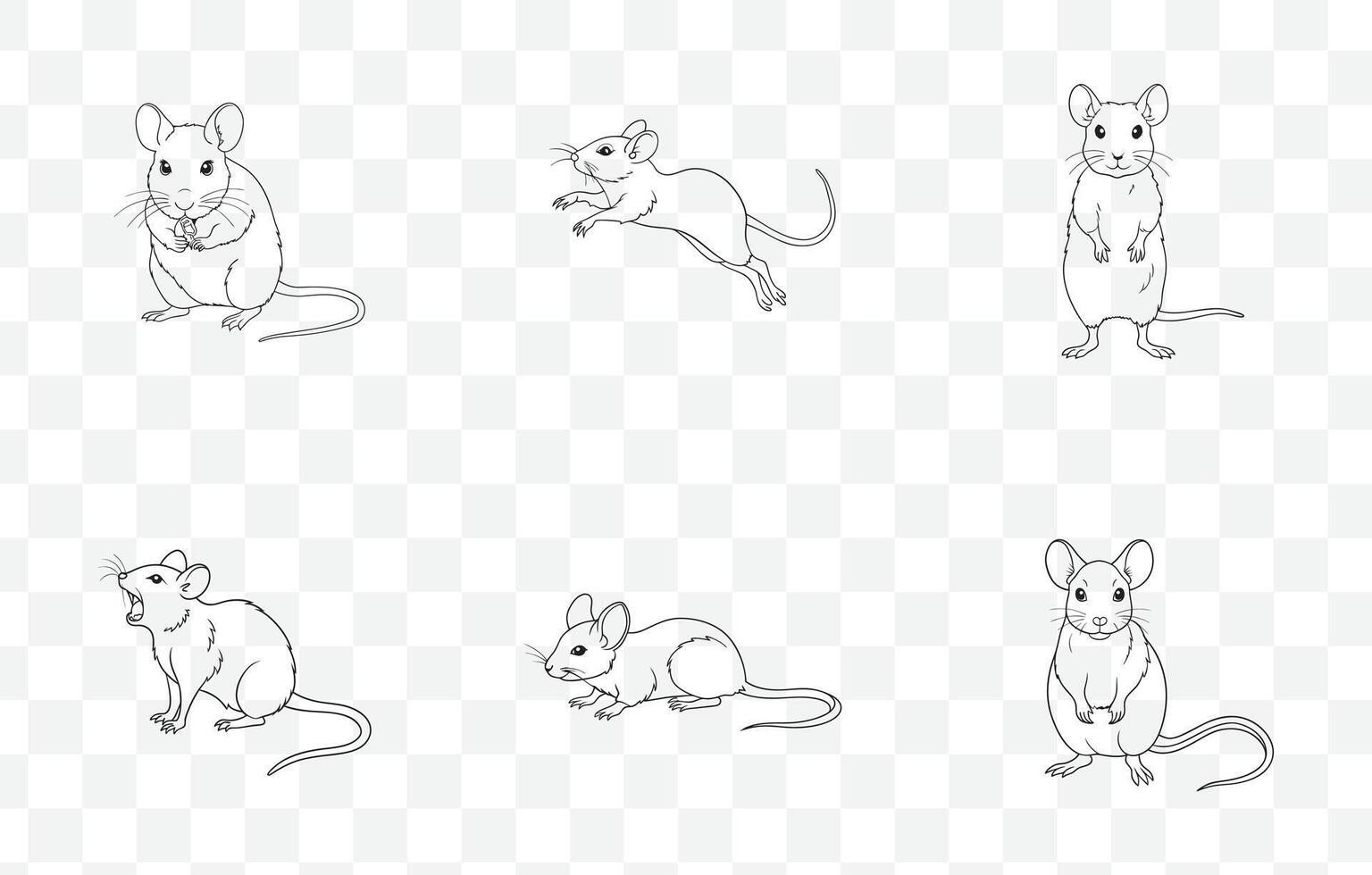 Print Mouse Line Art Set Featuring Unique and Intricate Designs for Creative Projects and Artwork vector