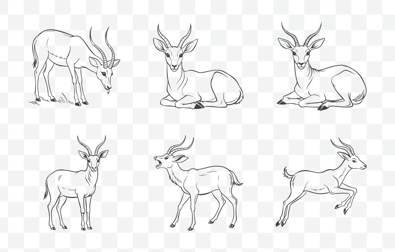 Print Comprehensive Antelope Line Art Collection for Designers and Creators vector