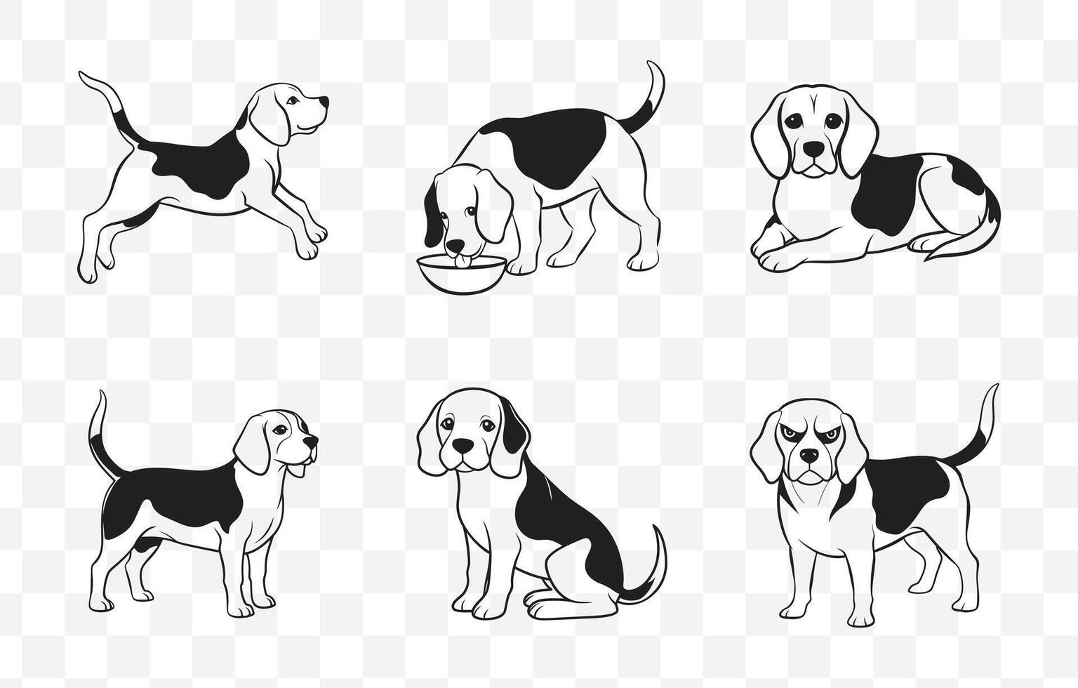 Print Ultimate Beagle Line Art Set for Stunning Designs vector