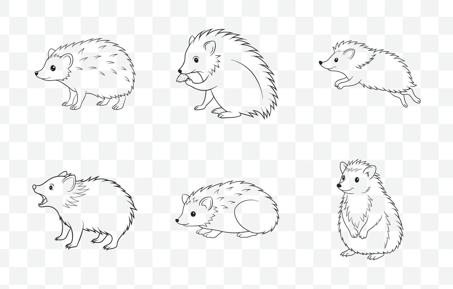 Print Hedgehog Line Art Set with Unique Designs for Creative Projects and Illustrations vector