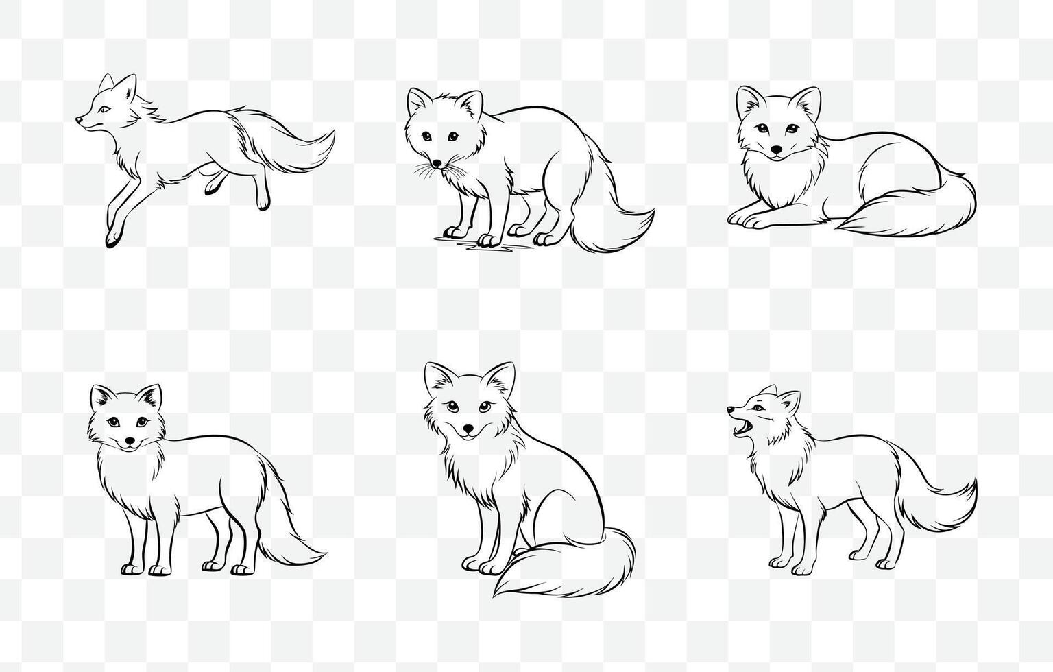 Print Discover the Ultimate Arctic Fox Line Art Set Featuring Stunning and Detailed Illustrations Perfect for Creative Projects and Design Inspiration vector