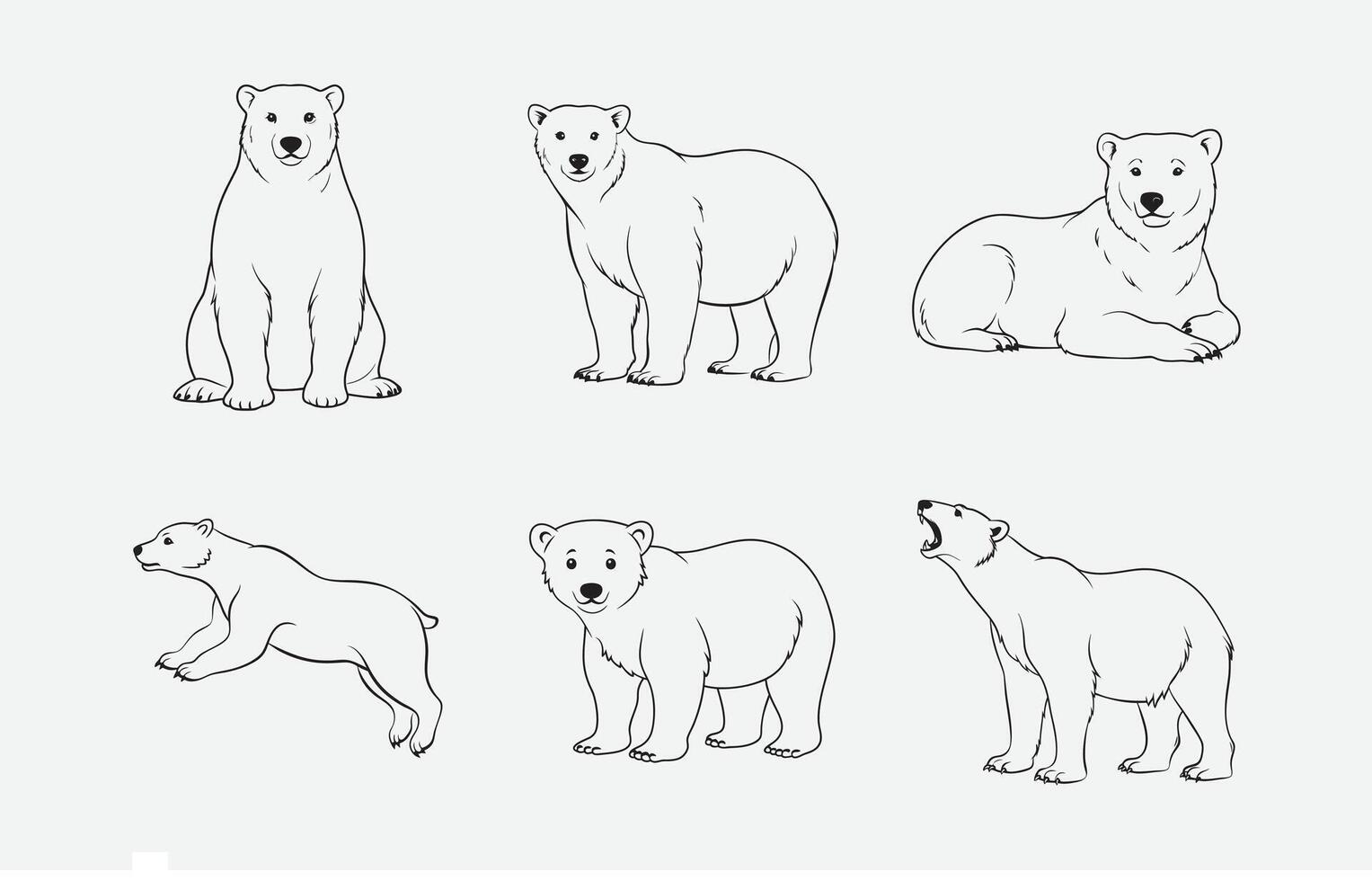 Print Majestic Polar Bear Line Art Collection vector