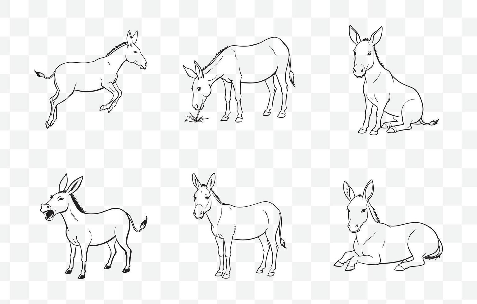 Print Comprehensive Mule Line Art Set for Illustrations Graphics and Design Projects vector