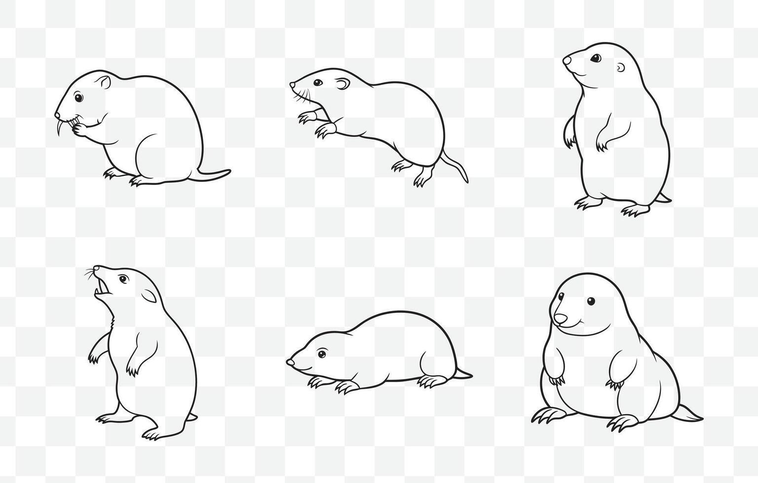 Print Comprehensive Mole Line Art Set for Creative Projects and Illustrations vector