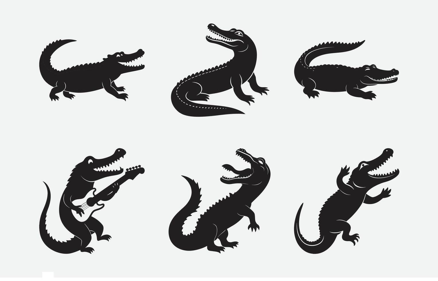 Print Ultimate Crocodile Silhouette Set, High-Quality Designs for All Your Projects vector