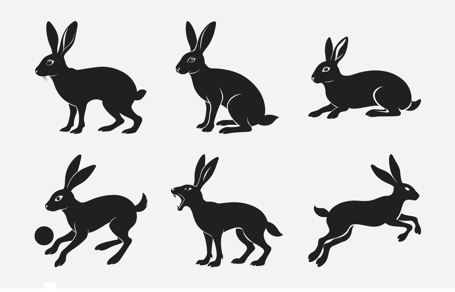 Print Ultimate Hare Silhouette Set, High-Quality Designs for Creative Projects vector
