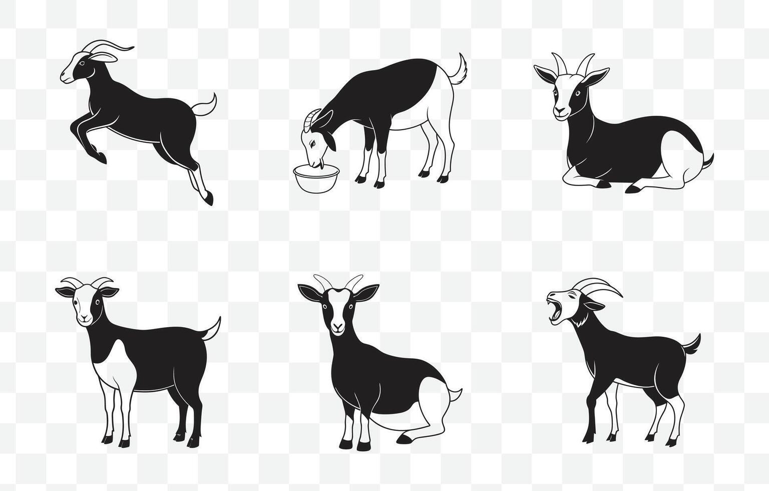 Print Extensive Collection of Black Goat Illustrations for Design Projects, Graphic Resources, and More vector
