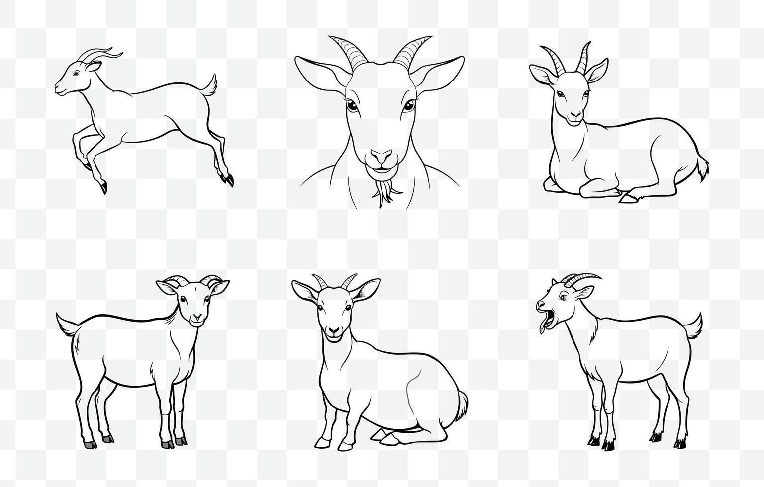 Print Extensive Collection of Goat Line Art Illustrations for Versatile Use in Design Projects vector