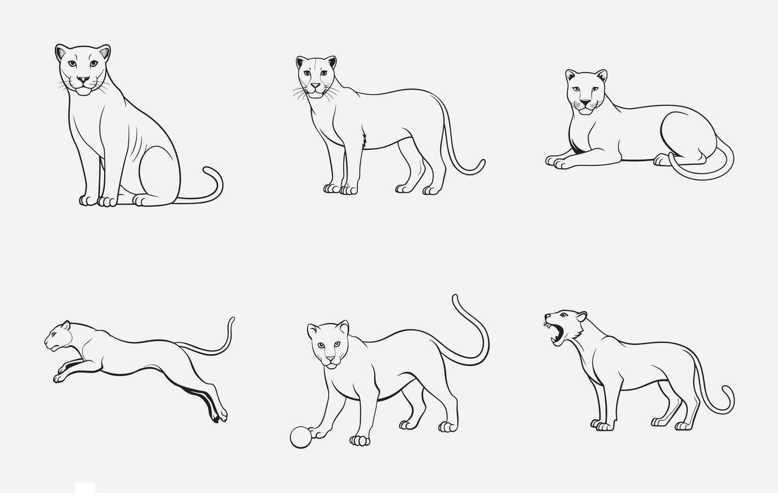 Print Ultimate Panther Line Art Set, High-Quality Illustrations for Designers vector