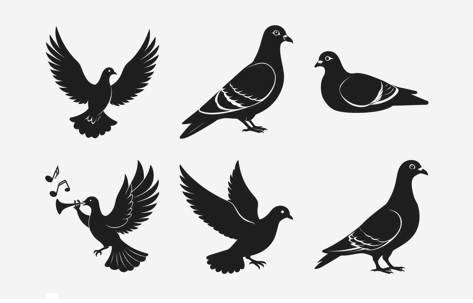 Print Stunning Pigeon Silhouette Set, Perfect for Designers and Creators vector