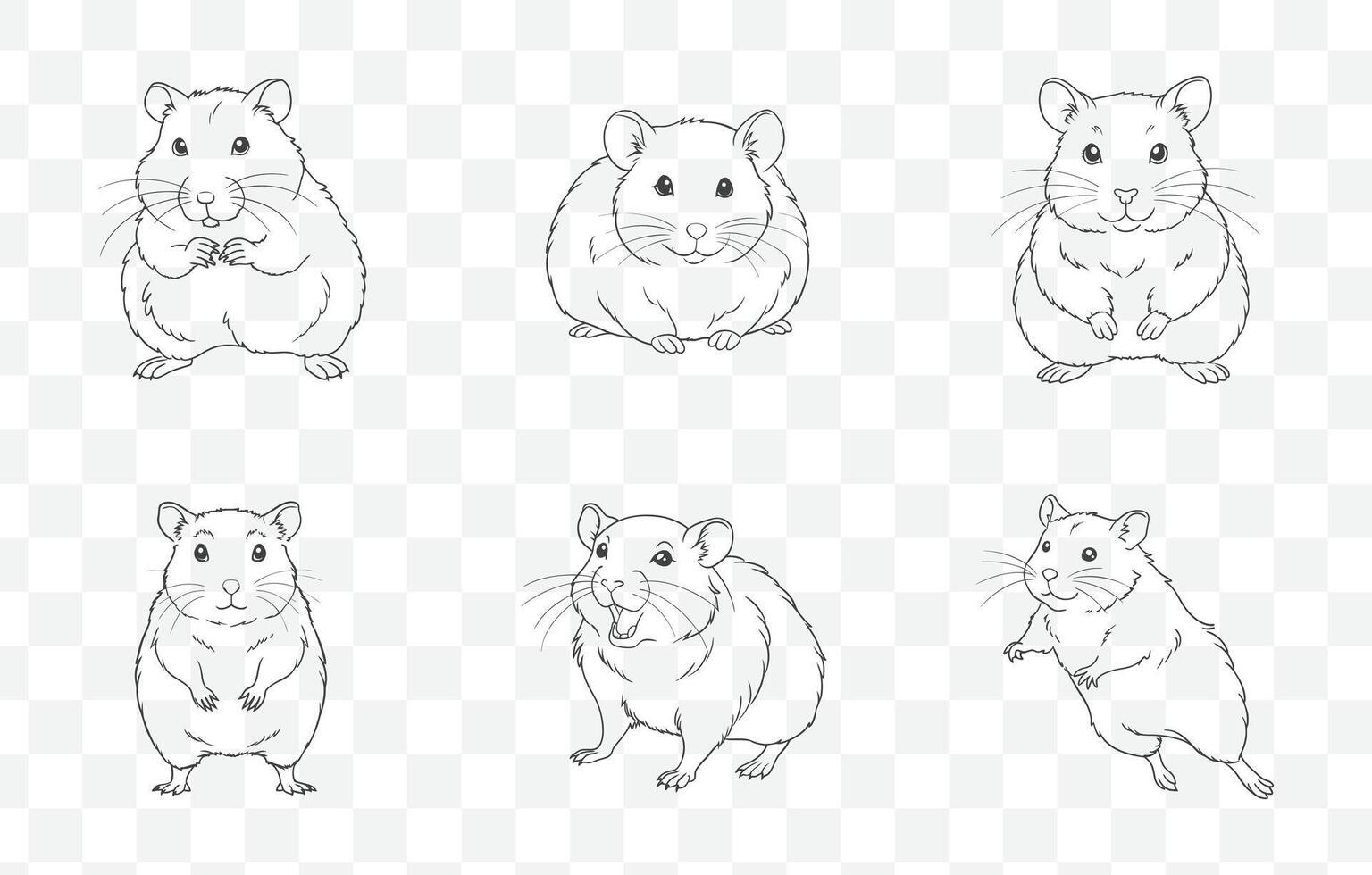 Hamster Line Art Set Cute and Detailed Hamster Illustrations for Crafting and Design Projects vector