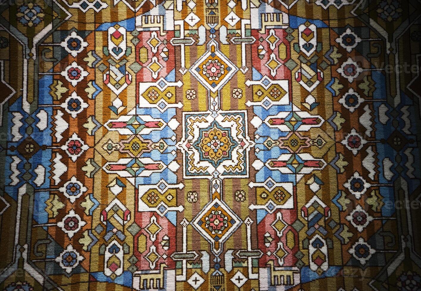carpet, rug, antique carpet fragment, Persian carpet with ornaments, photo