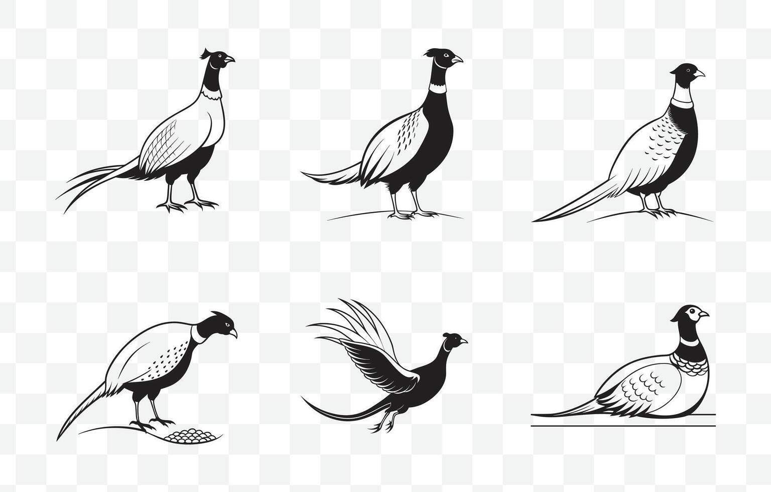 Print Comprehensive Pheasant Line Art Collection for Designers and Artists vector