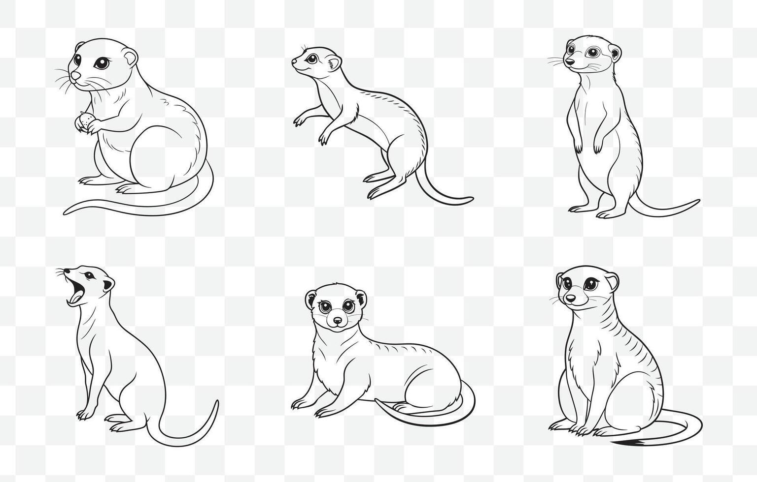 Print Complete Meerkat Line Art Set for Artistic and Creative Designs vector
