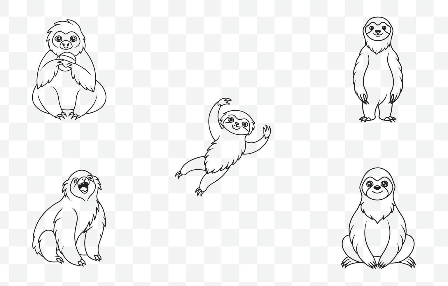 Print Sloth Line Art Set Featuring Unique Illustrations for Creative Projects and Design Inspiration vector