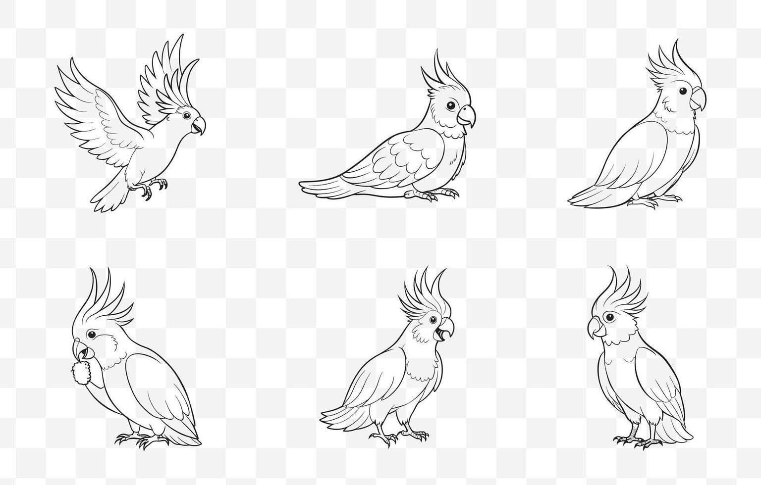 Print Comprehensive Cockatoo Line Art Set for Creative and Professional Design Projects vector