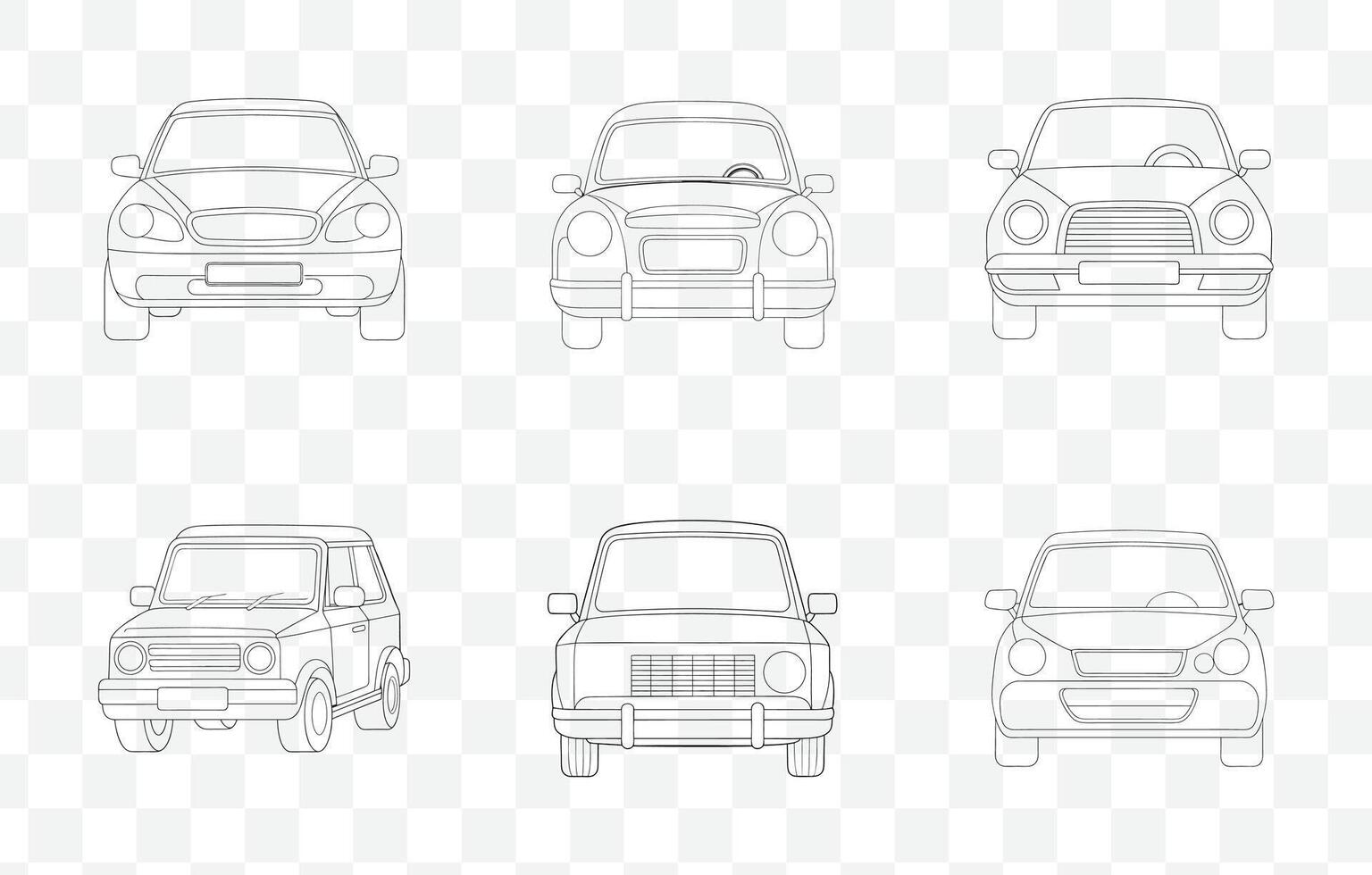 Print Comprehensive Collection of Car Line Art Set for Creative Design and Artistic Projects vector