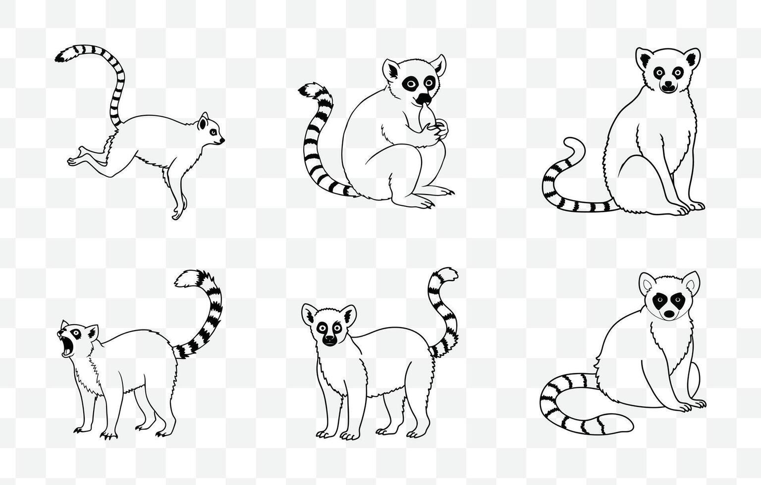 Print Lemur Line Art Set Creative Designs for Print and Digital Projects Featuring Unique Lemur Illustrations vector
