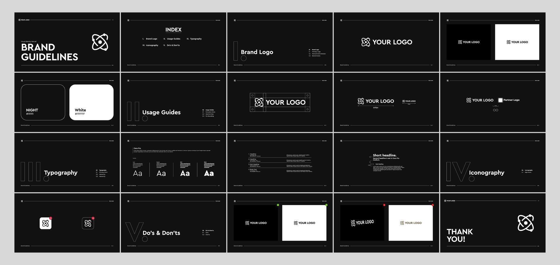 Modern Brand Guideline Black Landscape Minimal vector