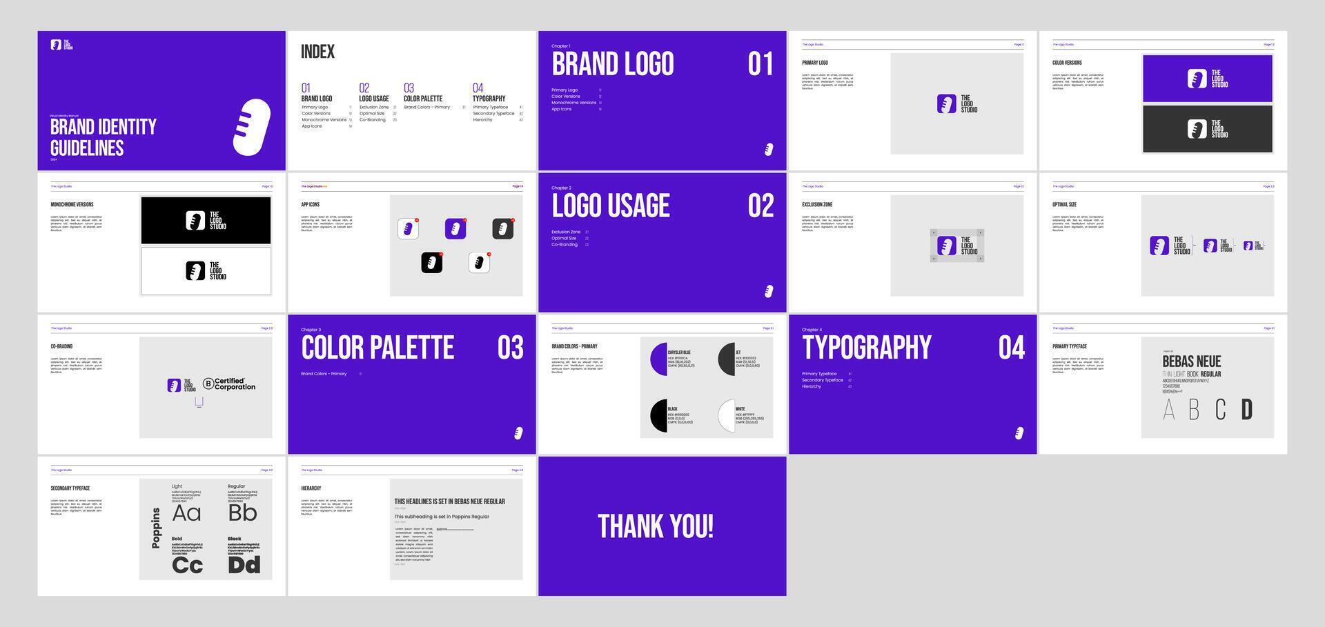 Minimal Purple and White Professional Brand Guideline vector