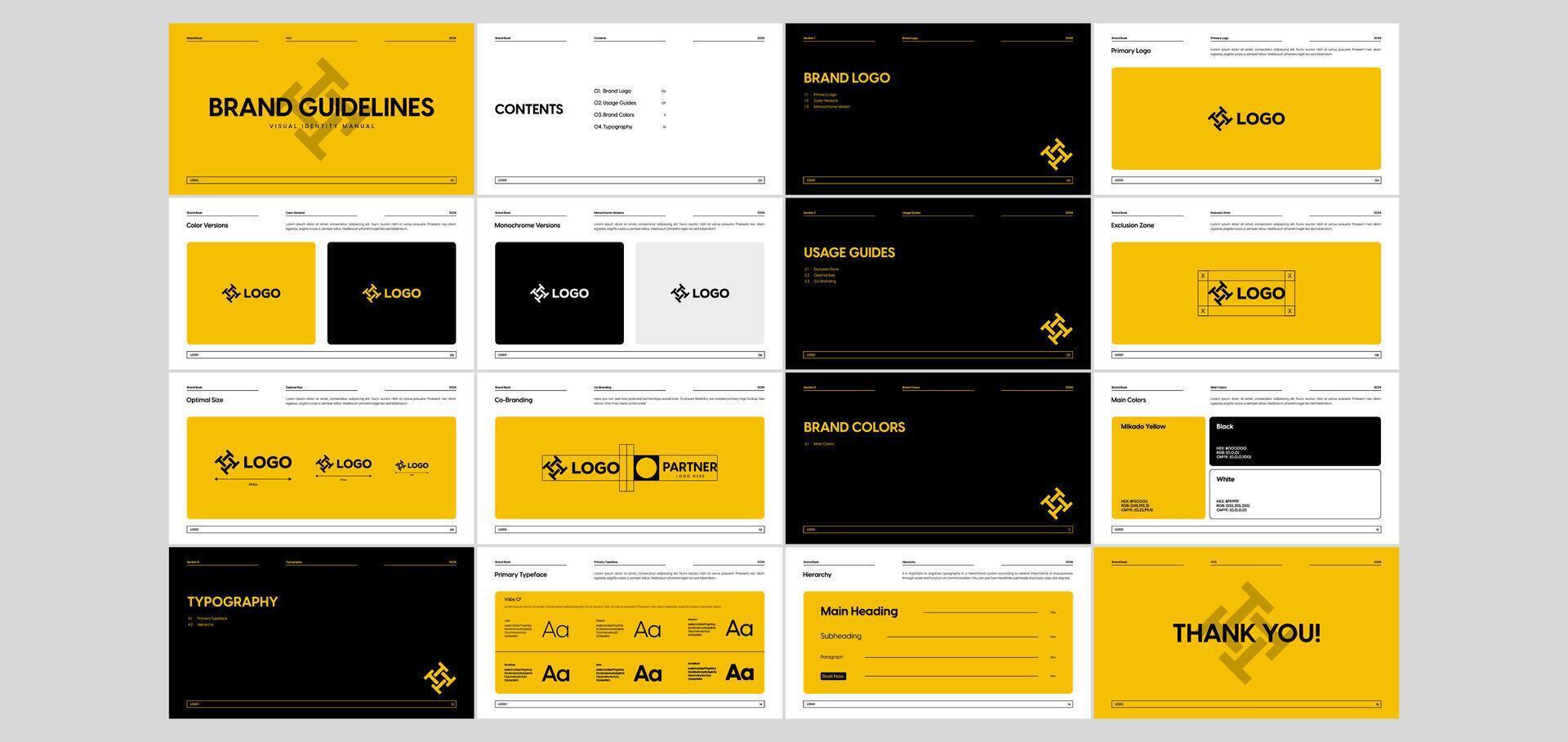 Premium Minimal Yellow and Black Brand Identity Guideline vector