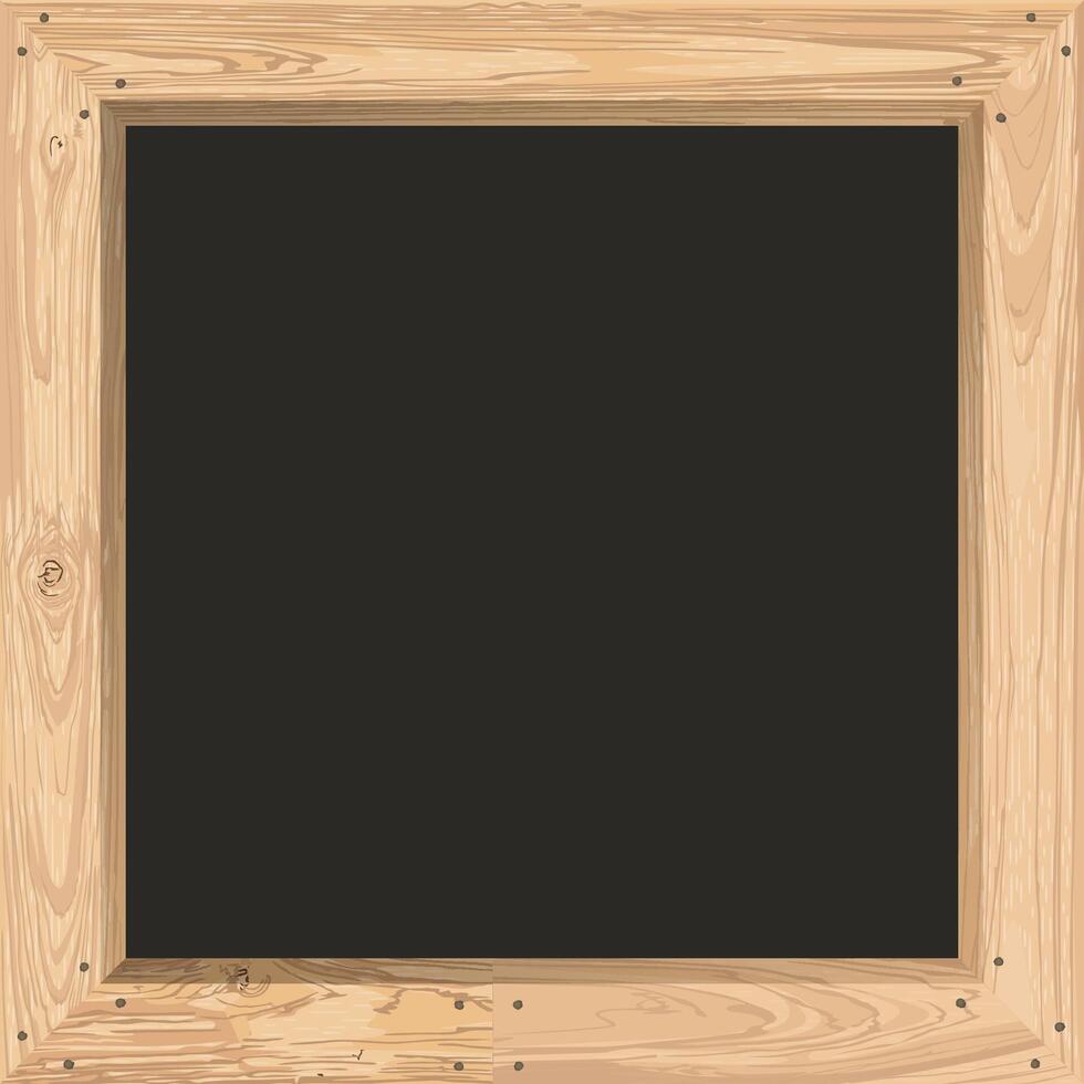Blank blackboard with whitewashed wooden frame square shape graphic illustrated. Cut timber chalkboard for menu or any message. vector