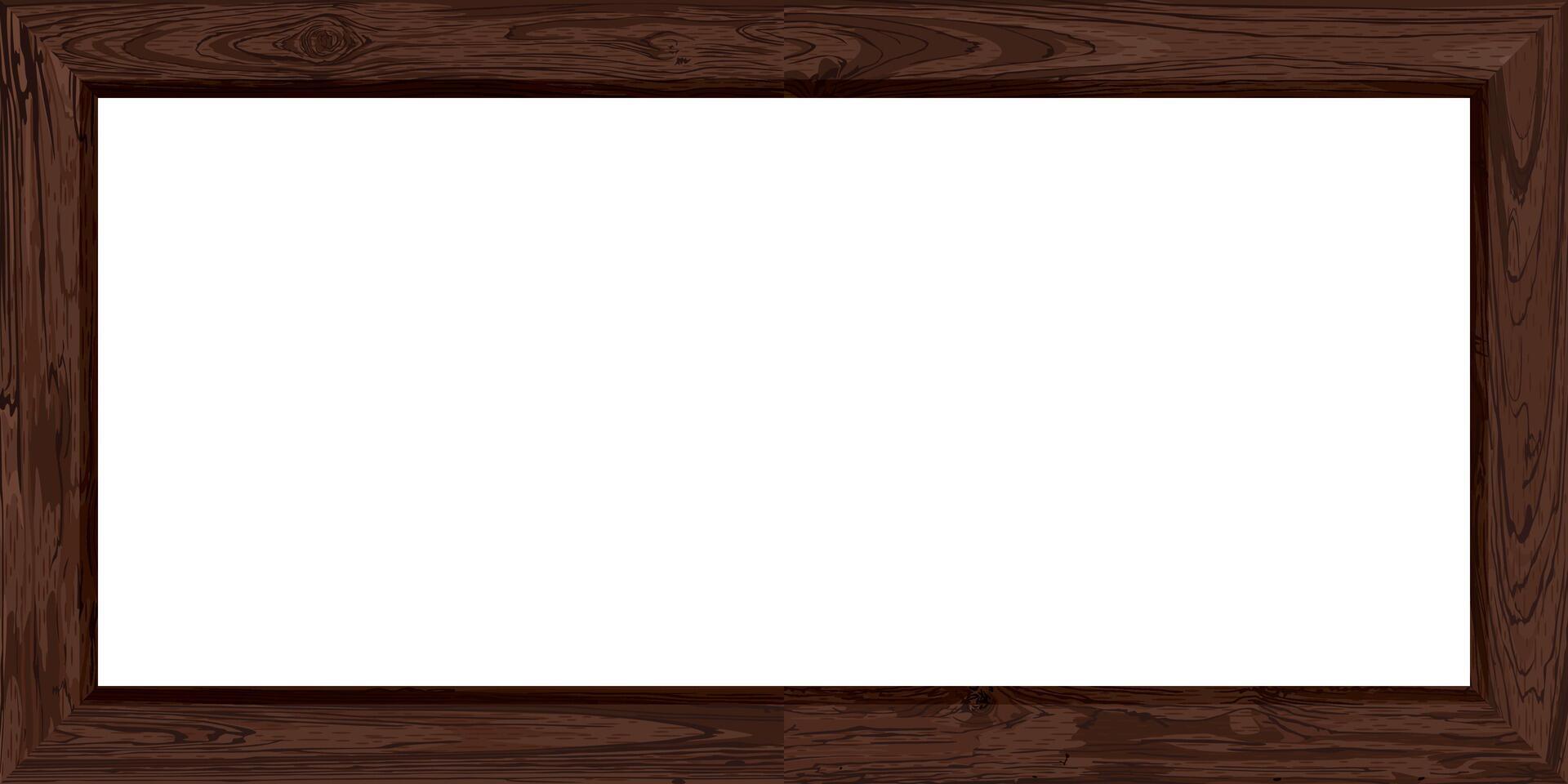 Blank white board with dark wooden frame rectangle shape graphic illustrated. Cut timber chalkboard for menu or any message. vector