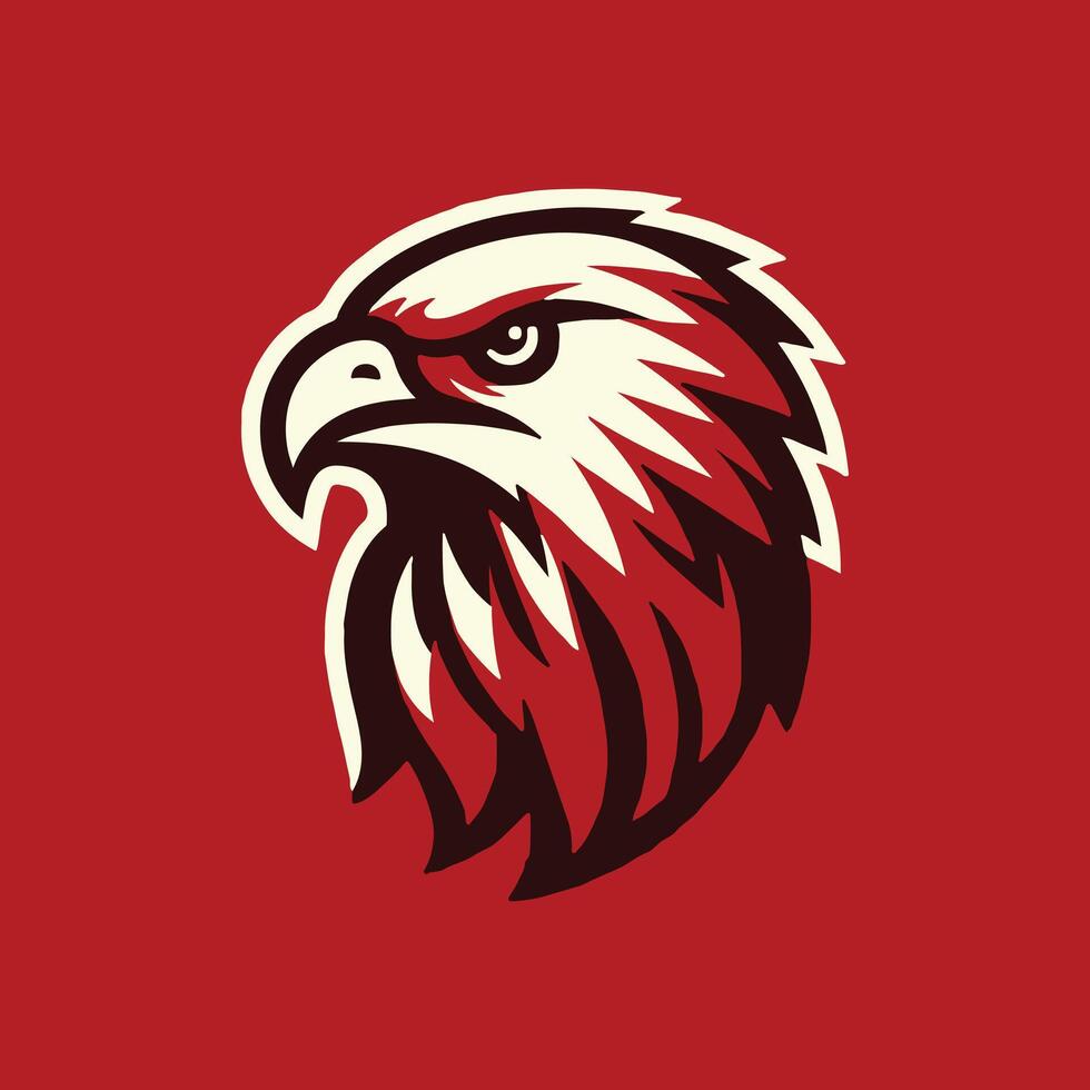 Illustration of an Eagle Head Logo on a Red Background vector