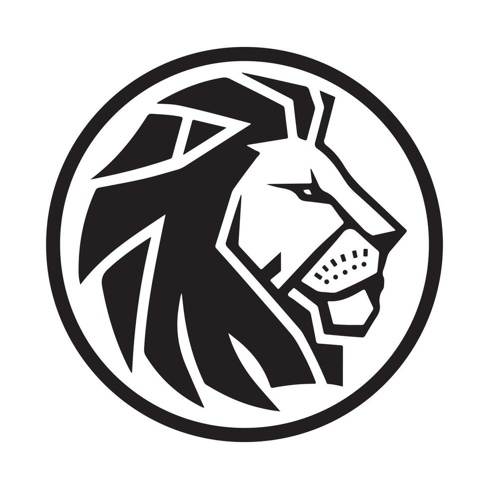 A circle illustration of lion head vector