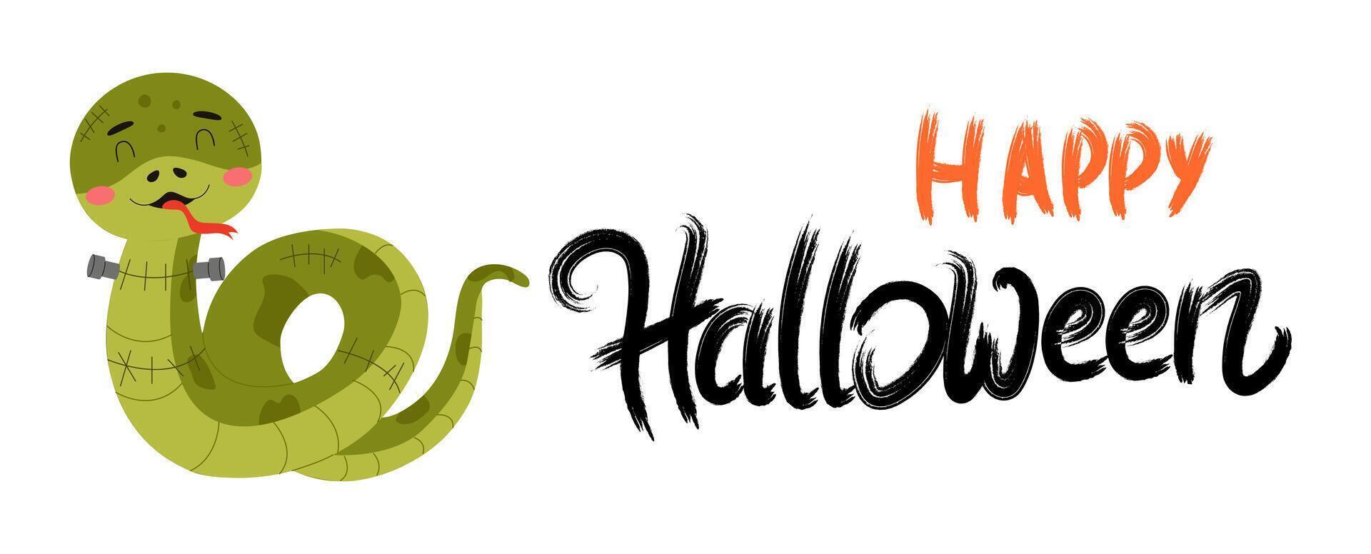 Happy Halloween Calligraphy, Halloween lettering on black background. Great for advertising, social media, blog, flyer, poster, brochure, invitation, cover, sticker. vector
