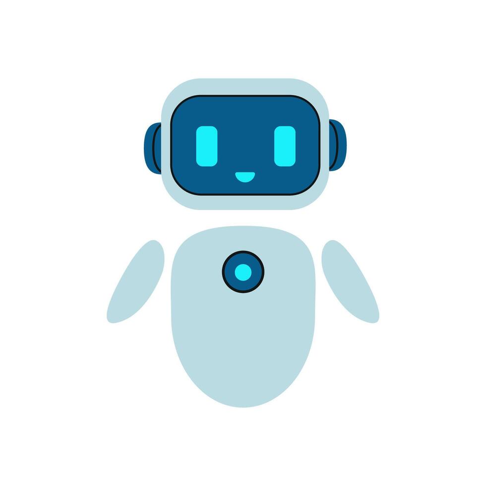 A white robot with blue eyes vector