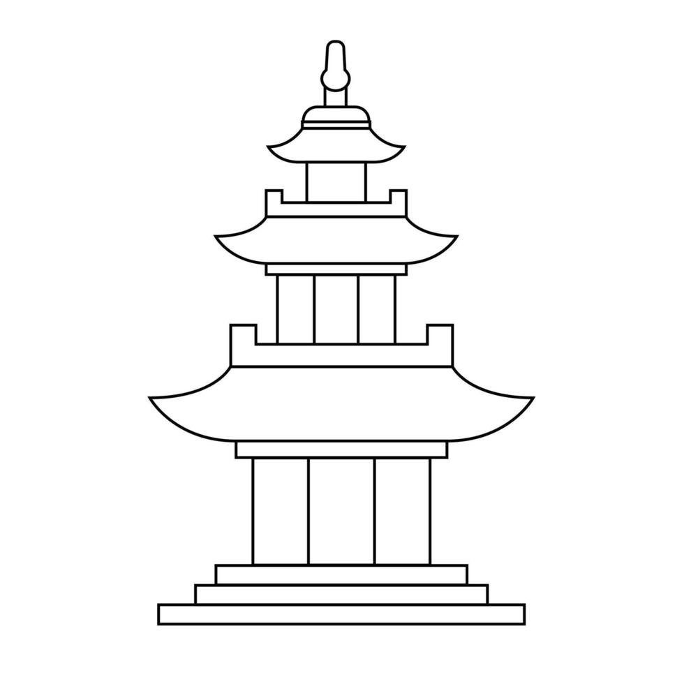 A line drawing illustration of a traditional Asian pagoda vector