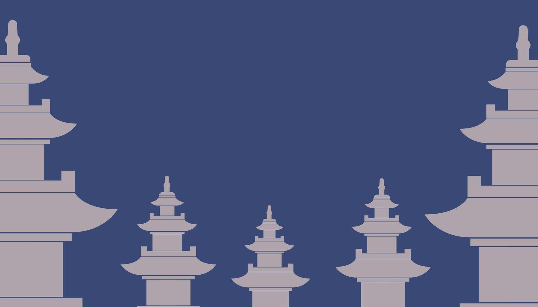 Korean Pagoda Silhouettes Against Blue Sky vector
