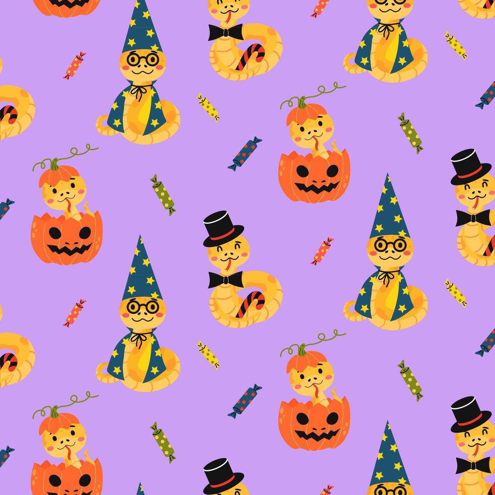 Snakes in Halloween Costumes Pattern vector
