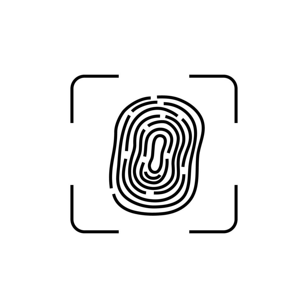A fingerprint scan icon with a square frame around it. vector