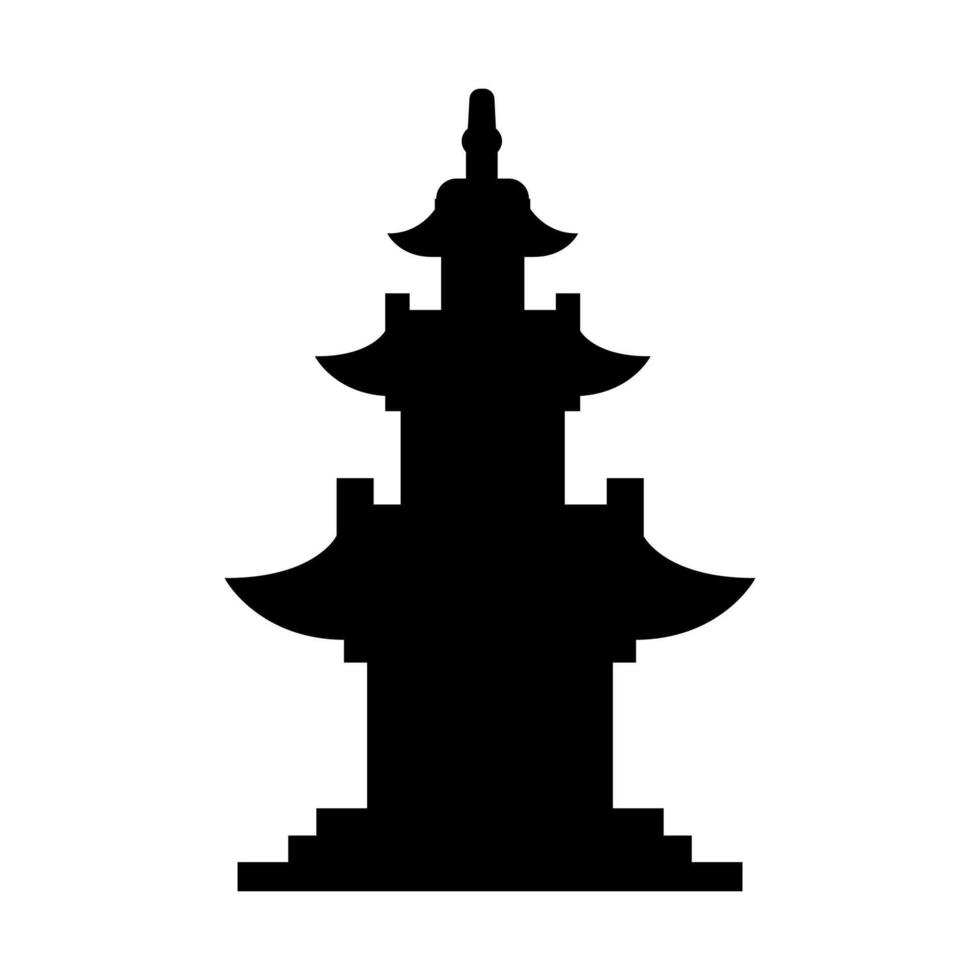 nusantara Black And White Pagoda Silhouette vector