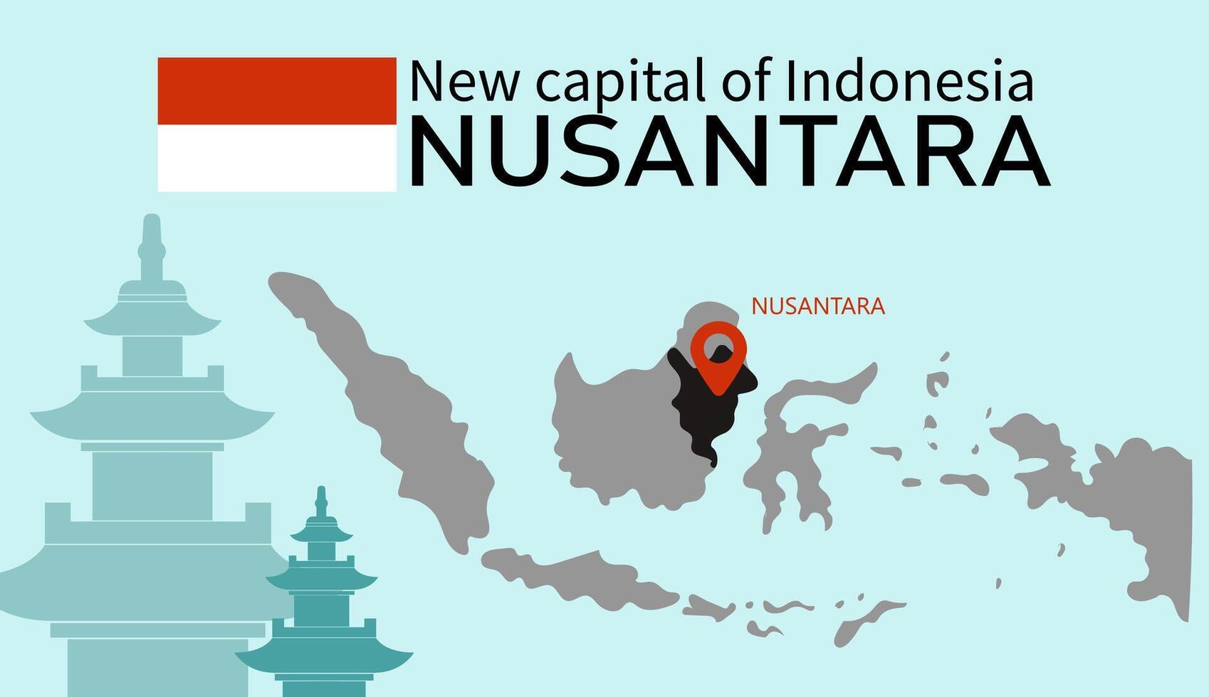 New Indonesian Capital Location on Map vector
