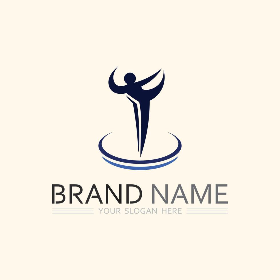 Sport logo and Sports icon design symbol people illustration vector