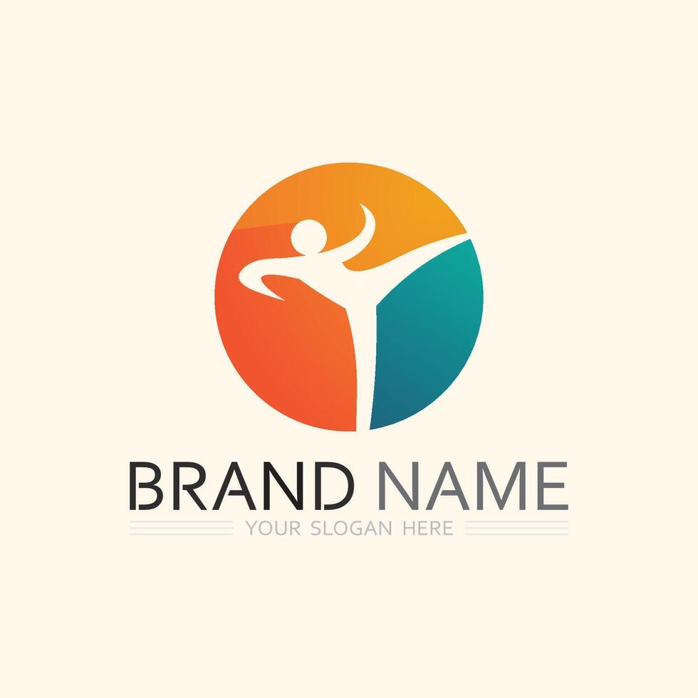 Sport logo and Sports icon design symbol people illustration vector