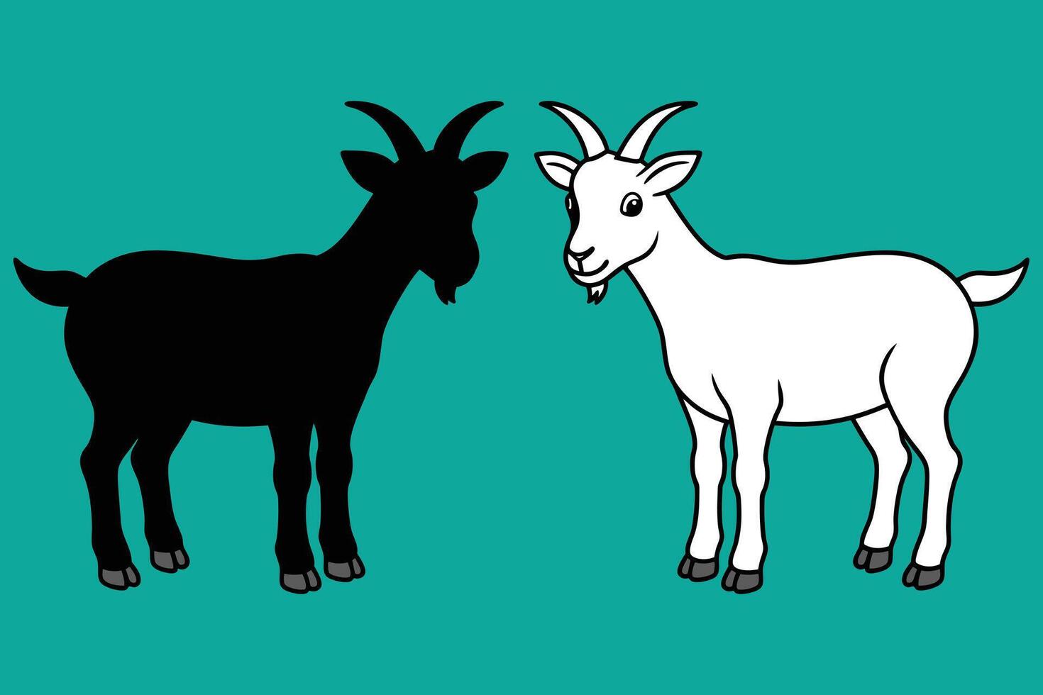 Goat Art Illustration. Goat Silhouette. Goat Line Art. line drawing. Mascot of a Goat. White Background. goat and happy eid al adha. vector