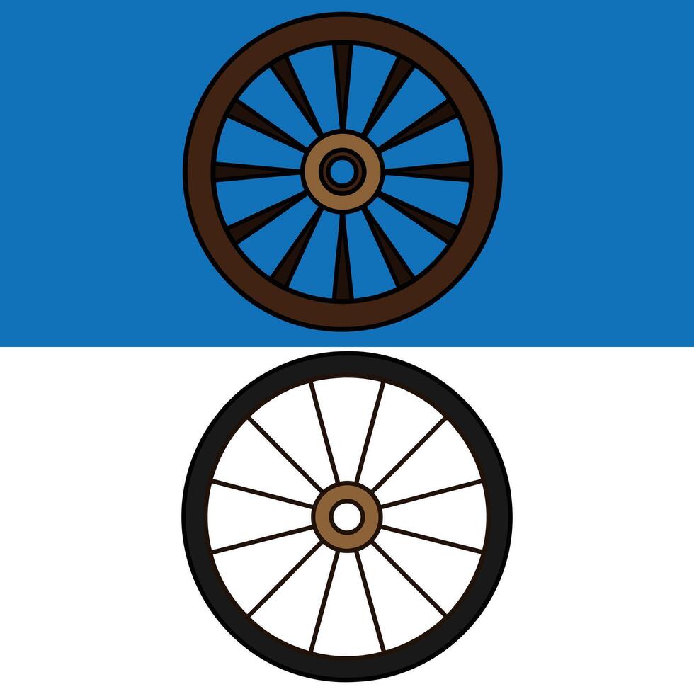 Wheel Art illustration in White Background. Cow Car Wheel Art. Cow Car Wheel Line drawing. Car Steering Art. Round Shape. Rounded. Wheel Silhouette. vector