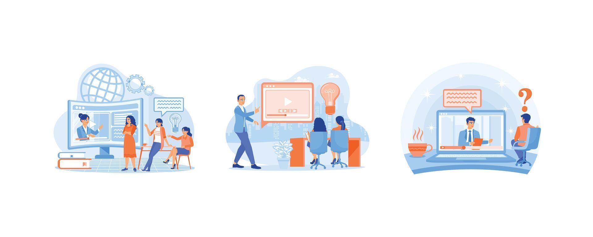 Online learning. ar and Webinar Concept. vector