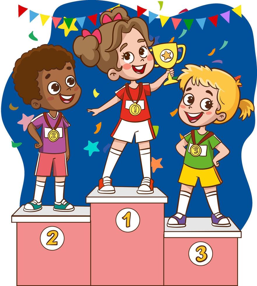 little kid sing and dance with friends together vector