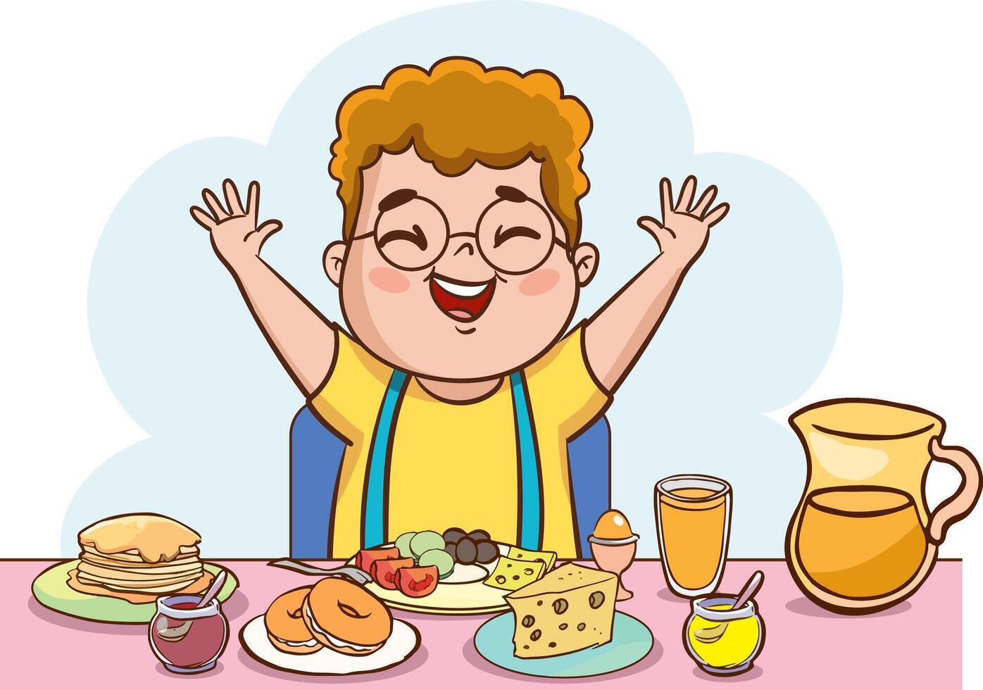 Unhealthy eating, sedentary inactive lifestyle, gluttony problems of overweight kids set illustration. Cartoon isolated children with big belly lying on sofa, kids drink and eat fast food vector