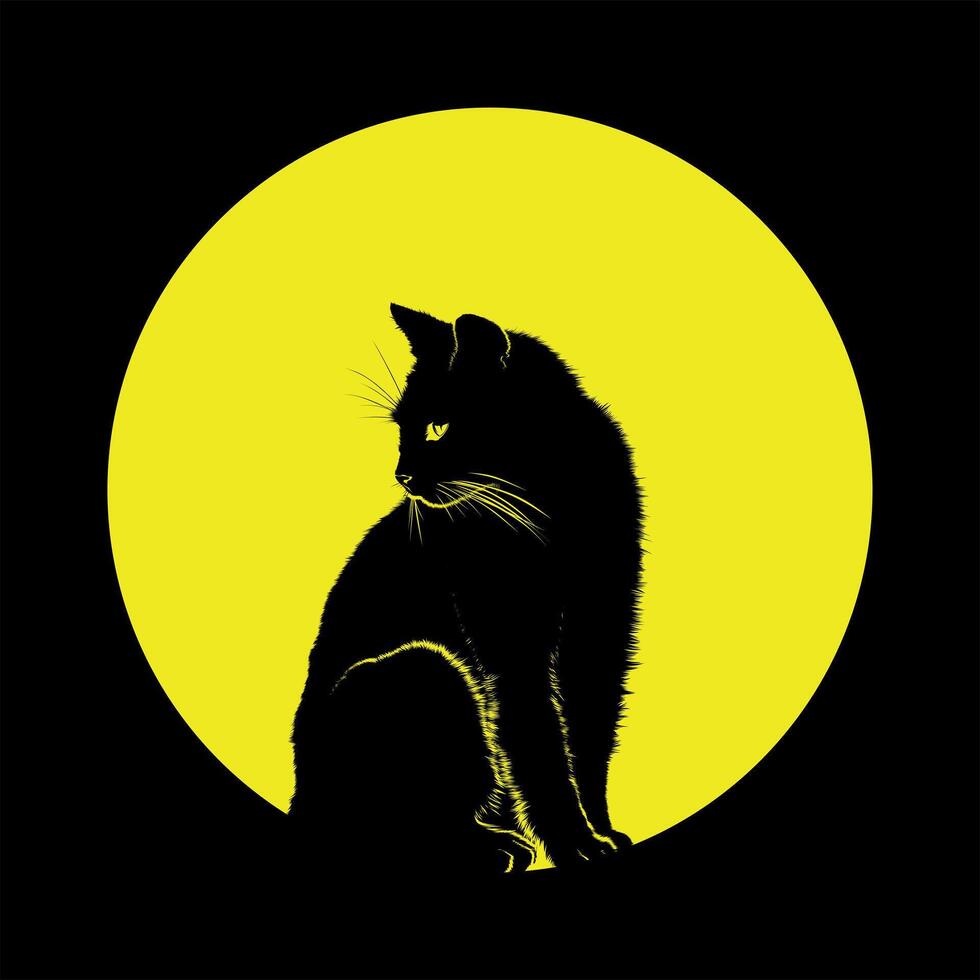 cat moon Black vector