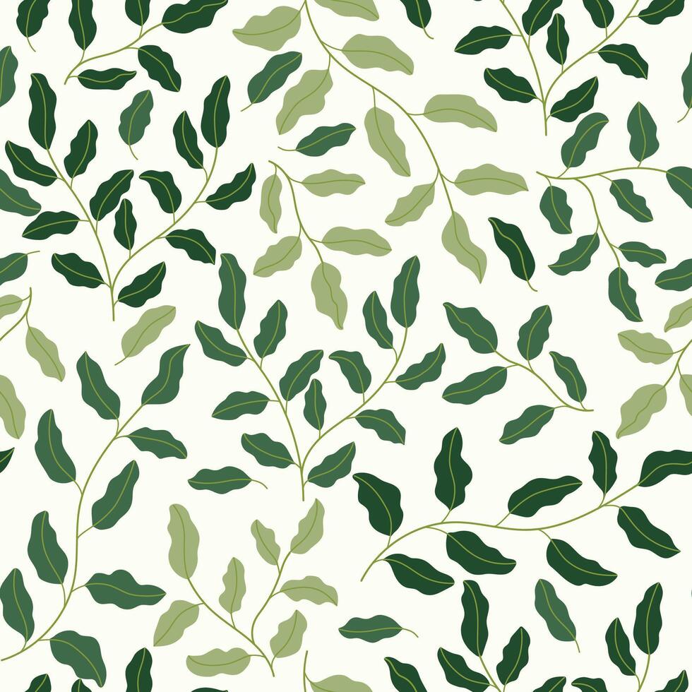 seamless pattern of leaf plants vector