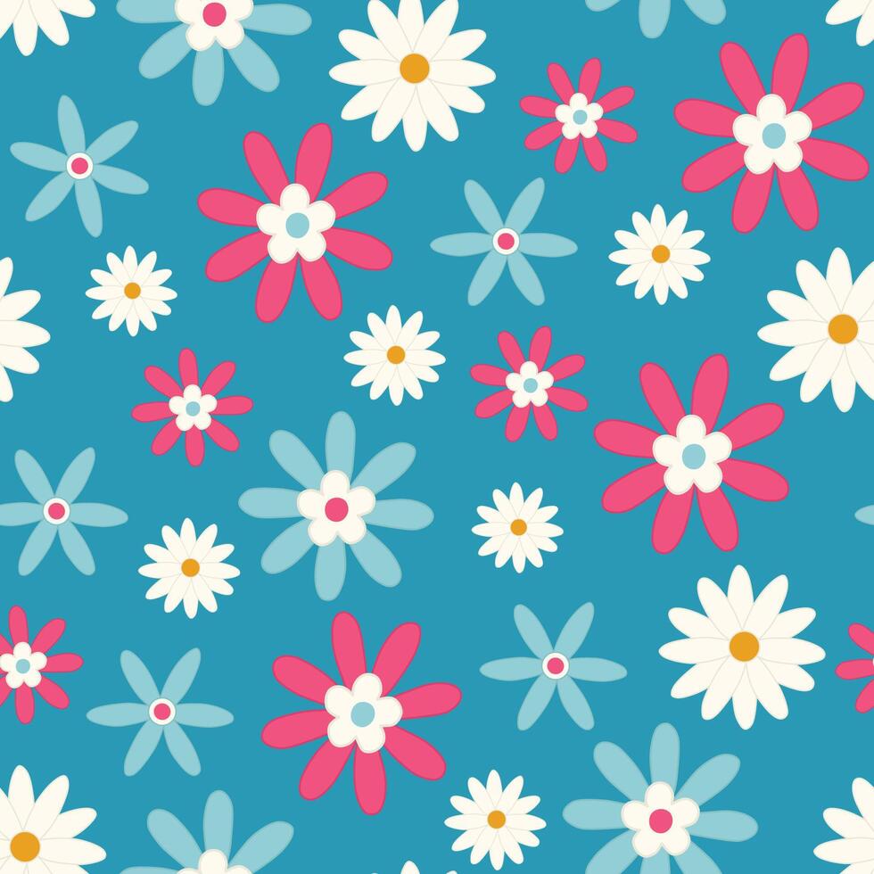 Seamless Patterns of Flowers Background vector