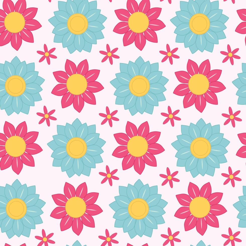 Seamless Pattern with Groovy Flowers vector