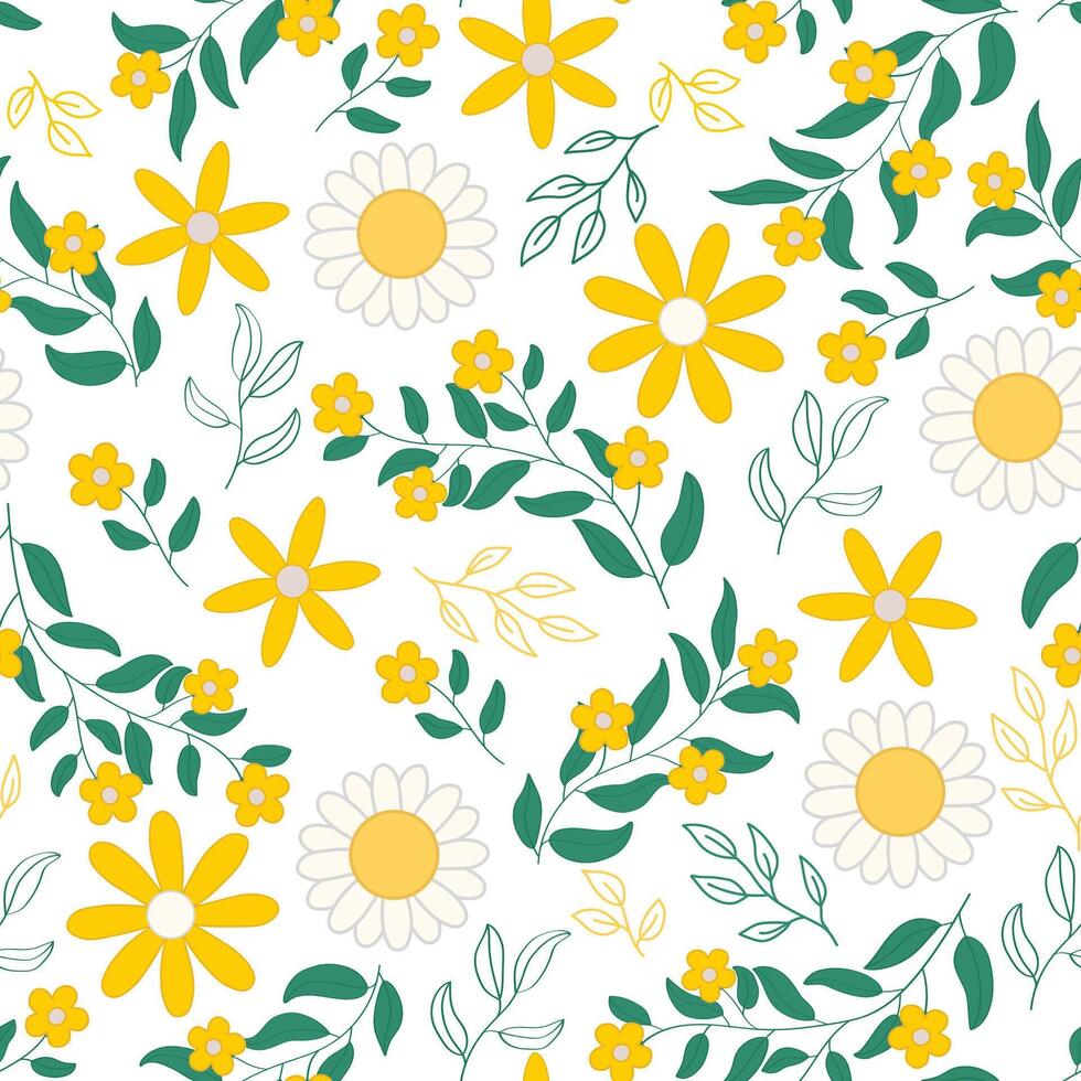 Seamless Pattern Yellow Flower Background vector